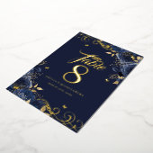 Rose Swirl Navy Quinceanera Gold Table Number Folie Uitnodiging (Gedraaid)