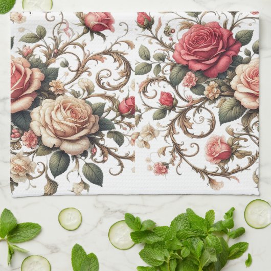 Rose Symphony Theedoek (Gevouwen)