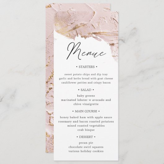 rose textuel or Mariage Dîner Menu Invitation (Devant / Derrière)