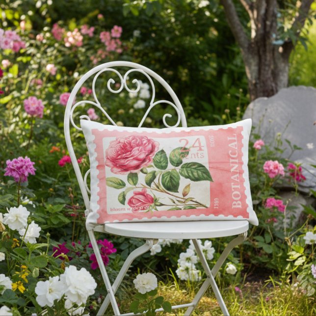 Rose Timbre Romantique Botanique Accent Coussin (Créateur téléchargé)