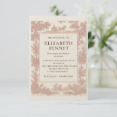 Rose Toile Wedding Invitation – Vintage Estate Ele Kaart (Staand voorkant)