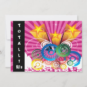 rose totalement 80's rétro party Invitation