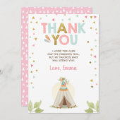 Rose tribal de fille de carte de remerciements de (Devant / Derrière)