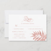 Rose Tropical Gold Leaf Moderne Blanc Mariage RSVP (Devant)