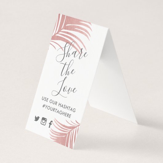 Rose tropical Gold Pink Palm Hashtag Mini Signes (Front)