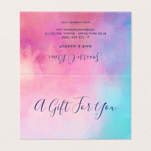 Rose Turquoise Abstrait - Certificat cadeau (Outside Unfolded)