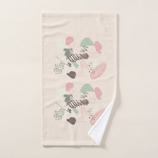 Rose Turquoise Brown Sketchy Abstrait (Serviette à main)