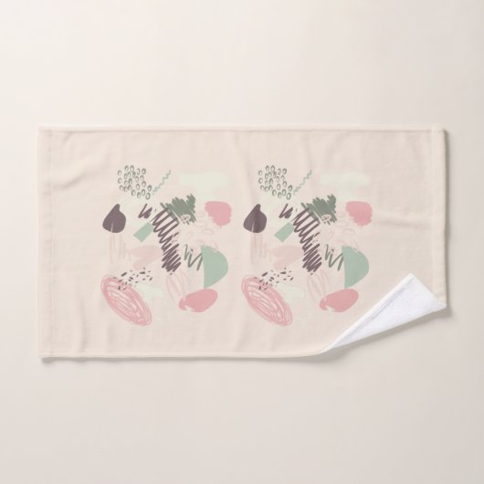 Rose Turquoise Brown Sketchy Abstrait (Serviette à main)