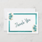 Rose turquoise et Turquoise Elégant Carte de remer (Devant)