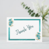 Rose turquoise et Turquoise Elégant Carte de remer (Debout devant)