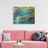 Rose Turquoise Jaune Abstrait Art sur toile (Insitu(Salon))