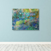 Rose Turquoise Jaune Abstrait Art sur toile (Insitu (Plancher de Bois))