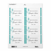 Rose turquoise Mariage graphique Étiquette bouteil (Feuille entière)