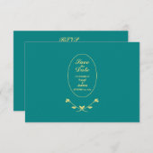 Rose turquoise Mariage réponse carte RSVP (Devant / Derrière)