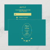 Rose turquoise Mariage réponse carte RSVP (Devant / Derrière)