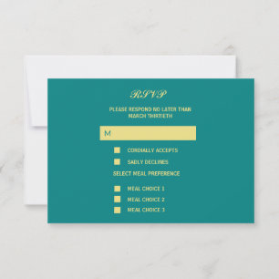 Rose turquoise Mariage réponse carte RSVP