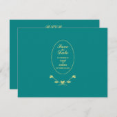 Rose turquoise Mariage réponse carte RSVP (Devant / Derrière)
