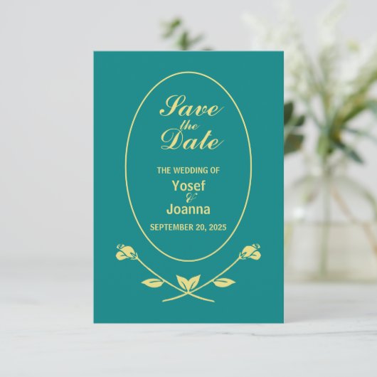 Rose turquoise Mariage réponse carte RSVP (Debout devant)