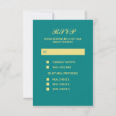 Rose turquoise Mariage réponse carte RSVP (Dos)