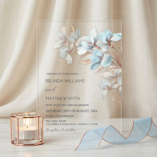 Rose Turquoise Or Artistiques Invitation