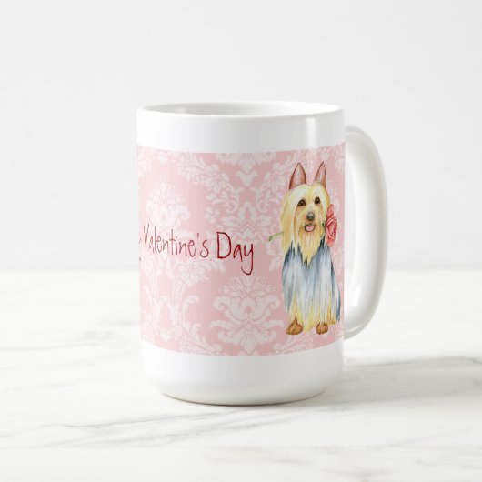 Rose Valentine Silky Terrier Café Mug (Devant droit)