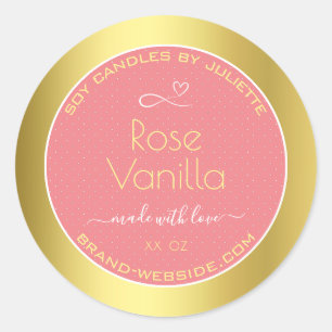 Rose Vanilla parfum rose or Soy bougies Étiquette
