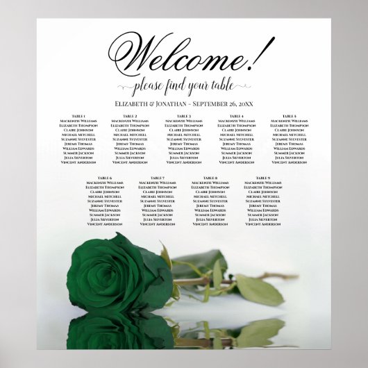 Rose vert Emerald 9 Tableau Mariage de table (Devant)