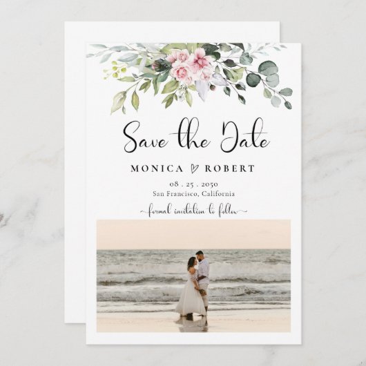 Rose vert Enregistrer Les Cartes De Dates (Devant / Derrière)