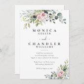 Rose vert Faire-part de mariage (Devant / Derrière)