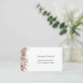 Rose Vert Floral Botanique Feminine Carte de visit (Debout devant)