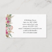 Rose Vert Floral Botanique Feminine Carte de visit (Dos)