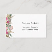 Rose Vert Floral Botanique Feminine Carte de visit (Devant)