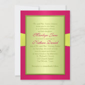 Rose, Vert, Monogramme jaune Faire-part de mariage (Dos)