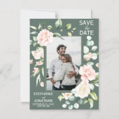 Rose vert rose photo Magnet Réservez la date (Recto)