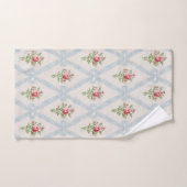 Rose Victorian Roses w/Blue Ribbon Lattice (Serviette à main)