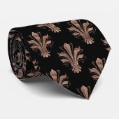 Rose victorien or noir motif Mariage cravate (Roulé)