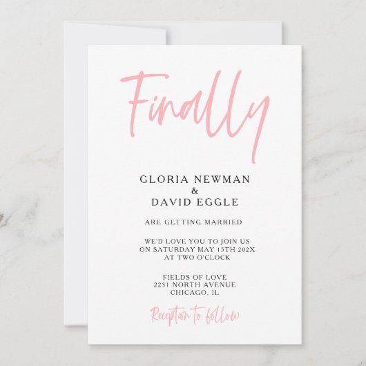 Rose vif moderne Enfin Faire-part de mariage (Devant)