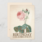 Rose vintage 95e anniversaire Invitation (Devant / Derrière)