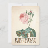 Rose vintage 95e anniversaire Invitation (Devant)