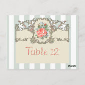 Rose vintage Antique Mariage Numéro de table Carte (Dos)