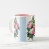 Rose vintage Bleu Stripe café Mug (Devant gauche)
