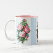 Rose vintage Bleu Stripe café Mug (Gauche)