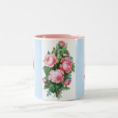 Rose vintage Bleu Stripe café Mug (Centre)