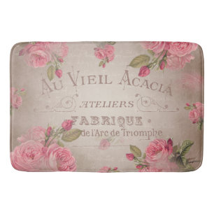 Rose vintage de frensh de roses de tapis de bain