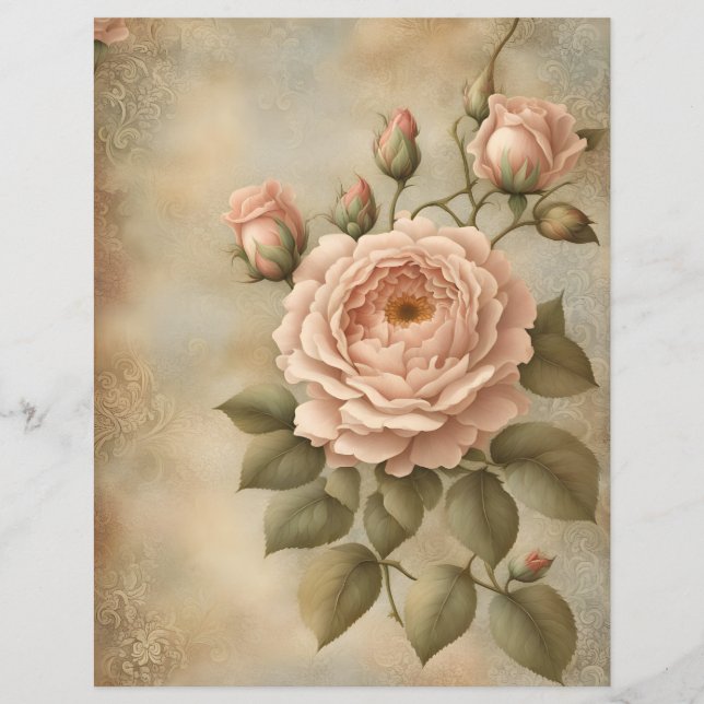 Rose vintage design scrapbook et papier artisanal (Devant)
