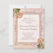Rose vintage Invitation de fête d'anniversaire (Dos)