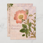 Rose vintage Invitation de fête d'anniversaire (Devant / Derrière)