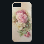 Rose vintage iPhone 7 Coque<br><div class="desc">De beaux roses vintages fleurissent sur un arrière - plan doux et neutre.</div>