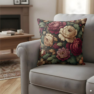 Rose vintage Jeu Oreiller Flore foncé