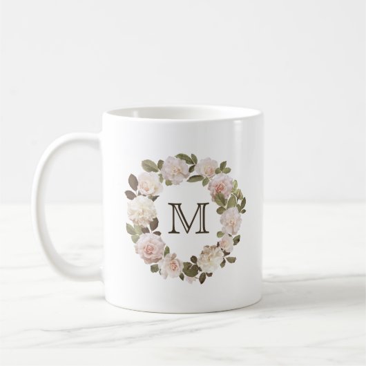 Rose vintage Monogram Coffee Mug (Gauche)